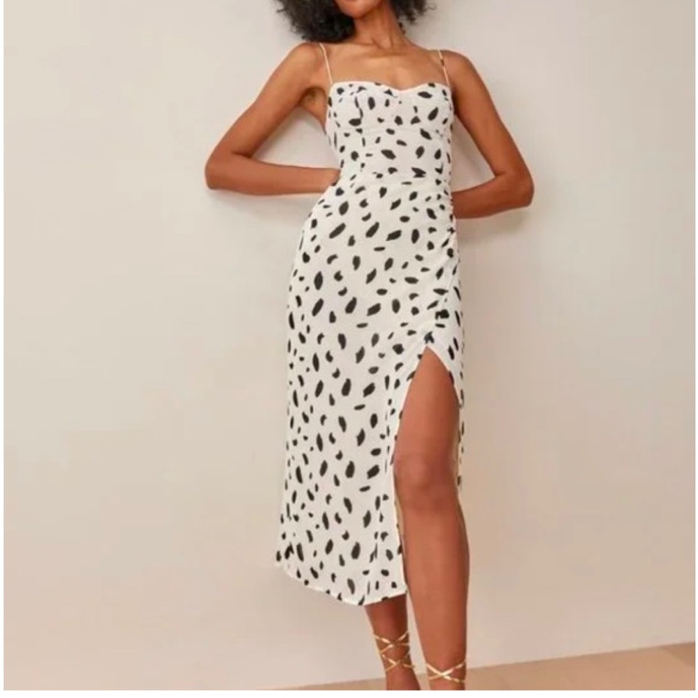 Reformation Black and White Midi Dress